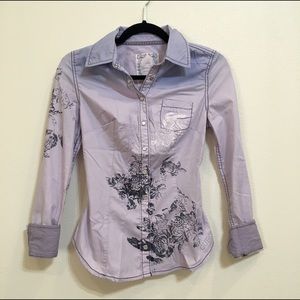 Guess button down shirt flowers long sleeve